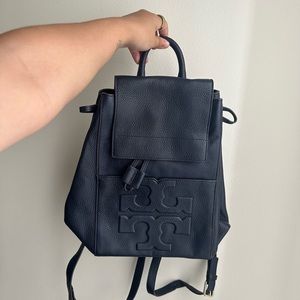 Tory Burch Pebble Leather Backpack in Navy